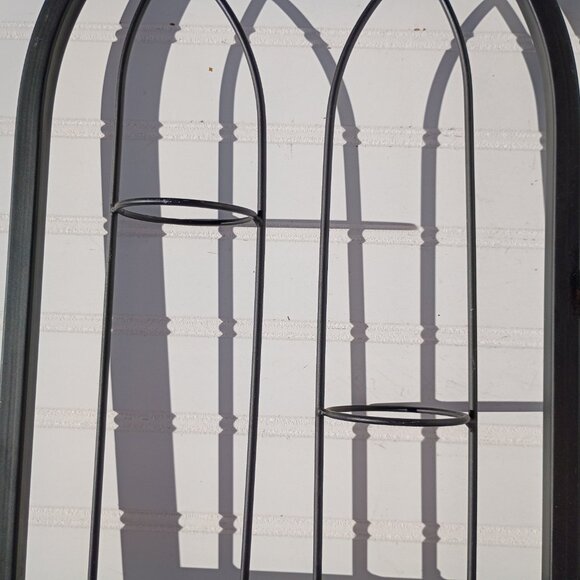 Cathedral Window Votive Candle Holders Gothic Black Wrought Iron Pair Arched Vtg - Picture 6 of 16